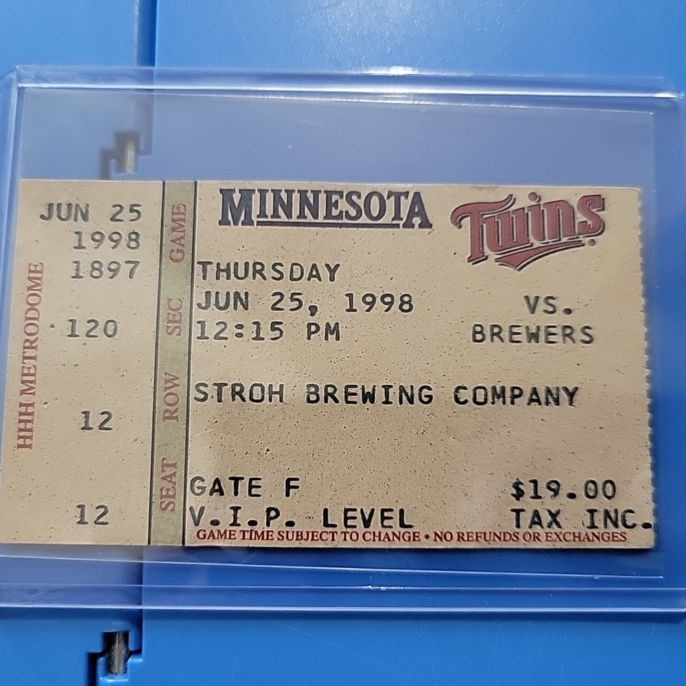 Minnesota Twins Milwaukee Brewers baseball ticket stub Burnitz HR